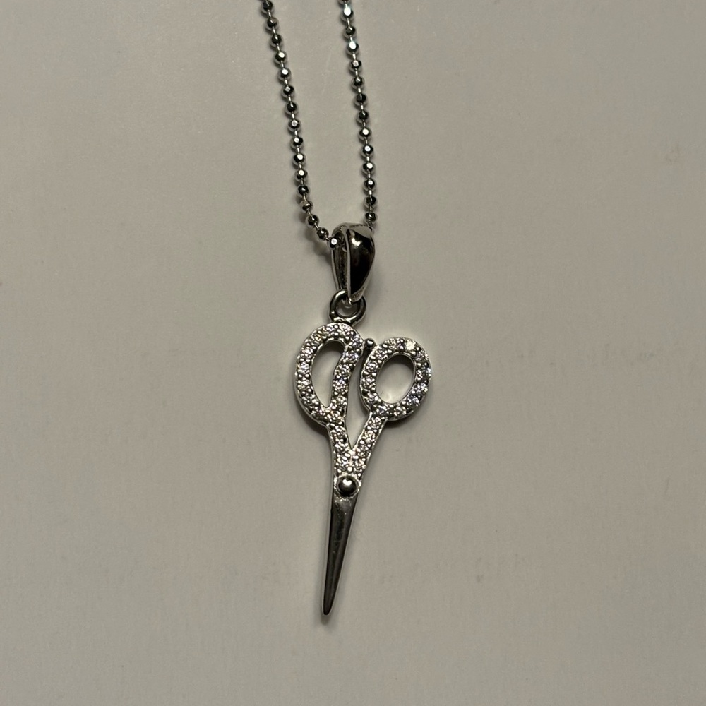 Elegant Sterling Silver Scissor Pendant Necklace